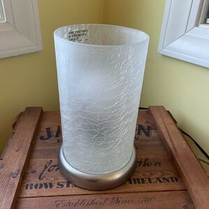 Like New Uberhaus 3 Way Dimmable Touch Table Lamp Crackled Glass Brushed Nickel